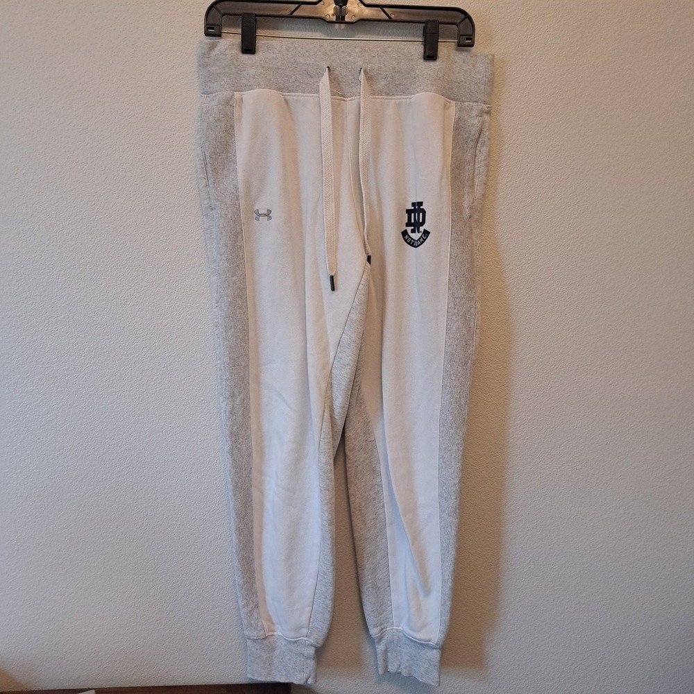 Under Armour Notre Dame Fighting Irish Gray White Colorblock Jogger Sweatpants